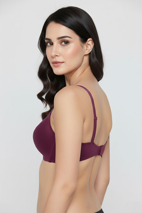 Zivame At Work Padded Non Wired 3/4Th Coverage T-Shirt Bra - Plum Caspia — image 4